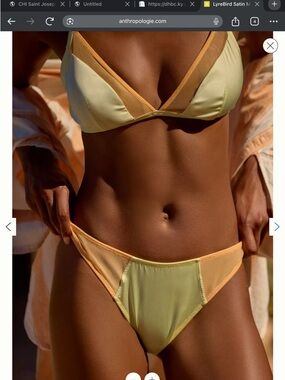 Anthropologie Lyrebird Yellow and Orange Triangle Mesh Bikini Underwear